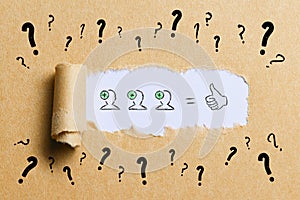 Torn paper revealing an idea creation process