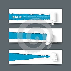 Torn paper with a roll