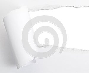 Torn paper sheet with an empty gap hole