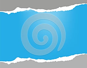 Torn paper. Sky-blue background