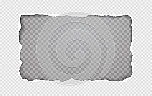 Torn paper with squared pattern, frame for text on grey background. Vector illustration
