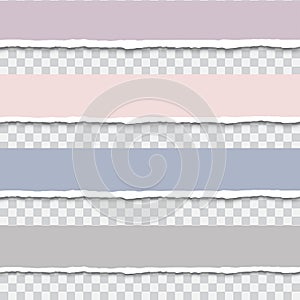 Torn paper strip vector illustration template, ripped paper edges