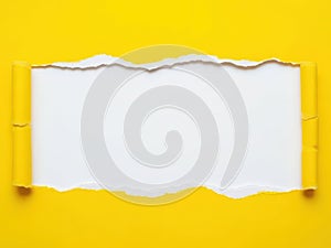 Torn paper on yellow background