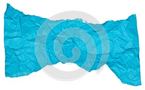 Torn piece of blue paper on a white isolated background