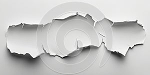 A torn piece of white paper against a plain background, showcasing texture and simplicity