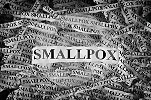 Torn pieces of paper with the words Smallpox photo