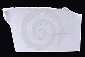 Torn rectangular paper sheet with rough fibers
