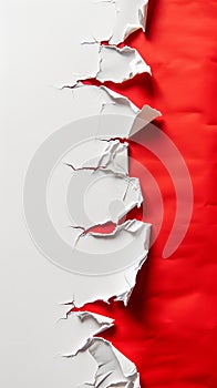 Torn red and white paper, abstract concept