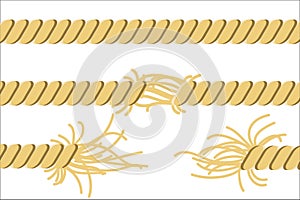 Torn rope elements. Vector illustration stock.