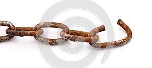 Torn rusty chain
