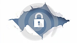 Torn surface revealing a cybersecurity lock graphic