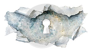 Torn surface revealing a cybersecurity lock graphic