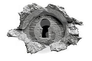 Torn surface revealing a cybersecurity lock graphic