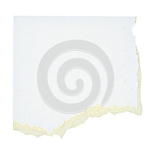 Torn tag label isolated over white