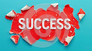 Torn White Paper Revealing Red Layer with SUCCESS Text Concept Change and New Beginnings
