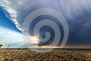 Tornadic Supercell over Tornado Alley at sunset