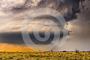 Tornadic supercell over Tornado Alley at sunset