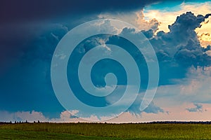 Tornadic supercell storm in the fields, Lithuania, Europe