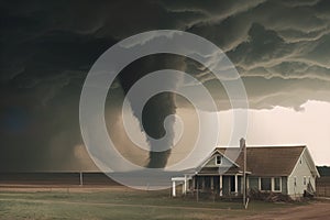 tornado approaching a house. Generative AI