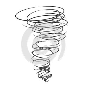 Tornado destructive wind whirlwind climate threat isolated lineart icon design vector illustration