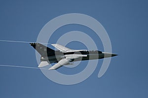 Tornado F3 multirole military jet with wingtip vortices