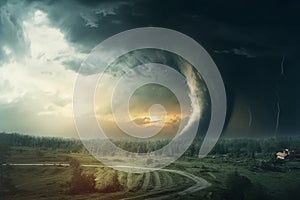 Tornado field background. Generate Ai