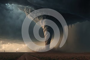 A tornado formed in the evening from a supercell.