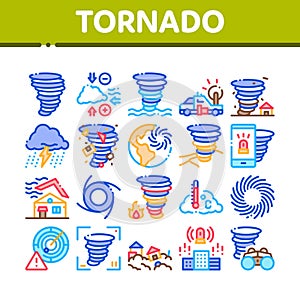 Tornado And Hurricane Collection Icons Set Vector