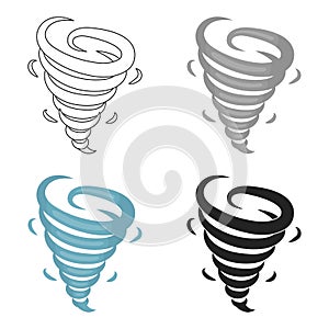 Tornado icon in cartoon style isolated on white background. Weather symbol stock vector illustration.