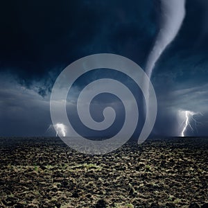 Tornado, lightning, farmland