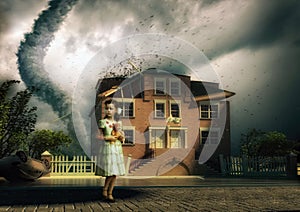 Tornado and little girl