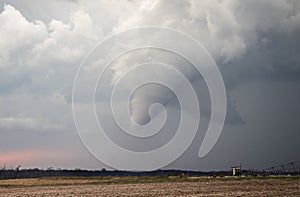 Tornado over rural farmland