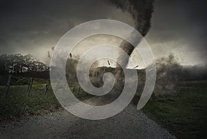 Tornado on road