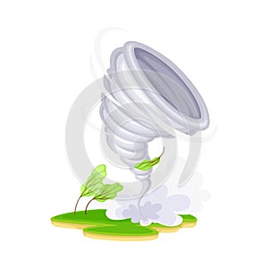 Tornado with Rotating Column of Air as Natural Cataclysm Vector Illustration