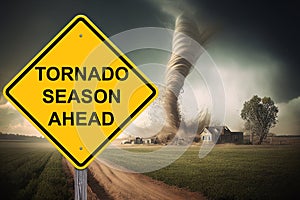 Tornado Season Ahead Warning Sign - Ai Generated