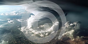 Tornado sky view from atmosphere top. Generative AI weber.