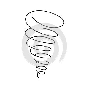 Tornado spiral continuous line with editable stroke isolated on white background.