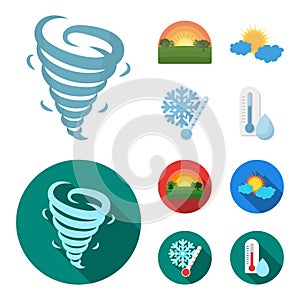 Tornado, sunrise, cloudiness, snow and frost. The weather set collection icons in cartoon,flat style vector symbol stock