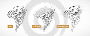 Tornado swirl. Set of vector illustrations on white background