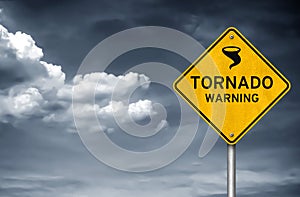 Tornado warning road sign photo