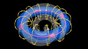 Toroidal Magnetic field lines . Fusion energy.Circular rings flow