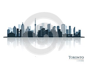 Toronto blue skyline silhouette with reflection. photo
