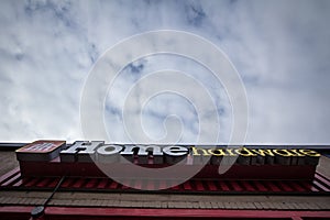 Home Hardware logo in front of one of their stores in Toronto, Ontario.