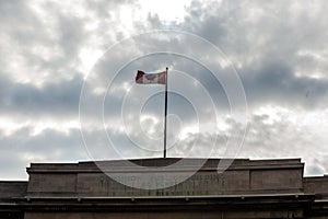 Toronto, CANADA - October 10, 2018: Dominion public building, To with flag