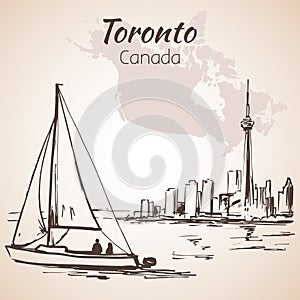 Toronto, Canada sityscape near the coastline.