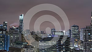 Toronto, Canada, Timelapse - Pan motion view of Toronto s financial district at night