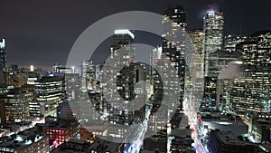 Toronto, Canada, Timelapse - Pan motion view of Toronto s financial district at night as seen from a skryscraper