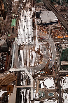 Toronto city downtown view from above on construction