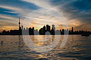 Toronto city skyline at sunset