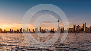 Toronto city skyline at sunset , Ontario, Canada